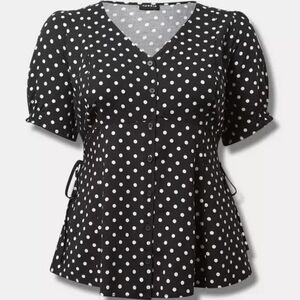 Torrid Black Polka Dot Women's Top